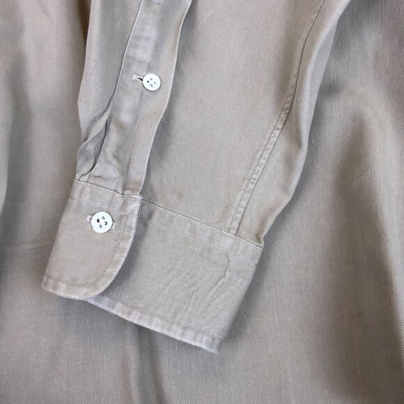 Ralph Lauren Mens Beige Cotton Button-Down Shirt Long Sleeve Casual Size L - Picture 6 of 8